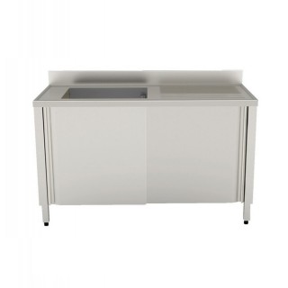  STAINLESS STEEL SINK 1400X700 WITH SLIDING WARDROBE 1 RIGHT DRIPPER TANK