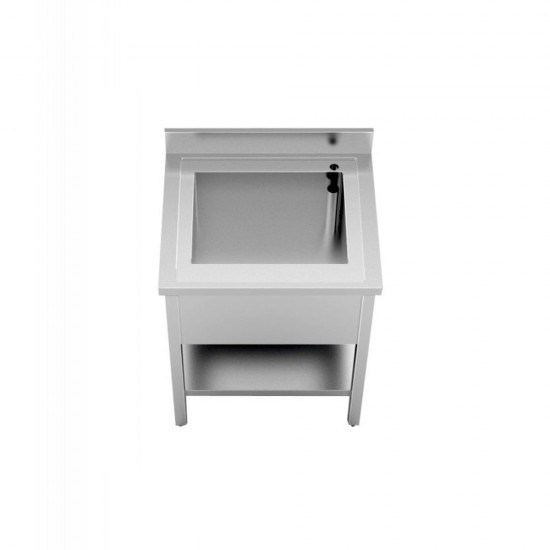 OPEN SINK 700X700 ON LEGS WITH LOWER SHELF - professionale