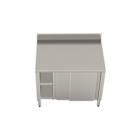 CABINET TABLE 1000X700 WITH SLIDING DOORS WITH INTERMEDIATE SHELF AND BACK - professionale