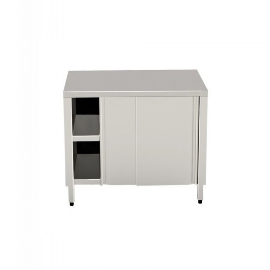 CABINET TABLE 2000X700 WITH SLIDING DOORS WITH INTERMEDIATE SHELF - risto&food