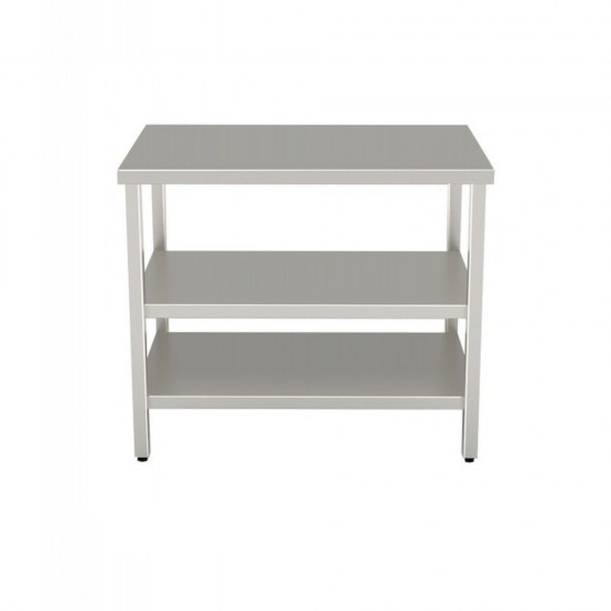 OPEN TABLE 700x700 WITHOUT BACKSIDE WITH 2 LOWER SHELVES - cornerchef