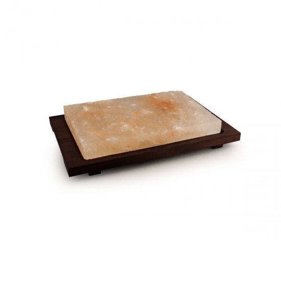 PINK SALT PLATE 20X30 WITH WENGE WOOD BASE - cornerchef