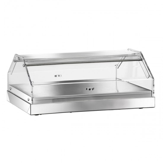 VETRINA NEUTRA.CM.85X35X25H Struttura in acciaio inox AISI 304 - fianchi e antine sui due fronti in plexiglass trasparente - dispositivo di umidificazione