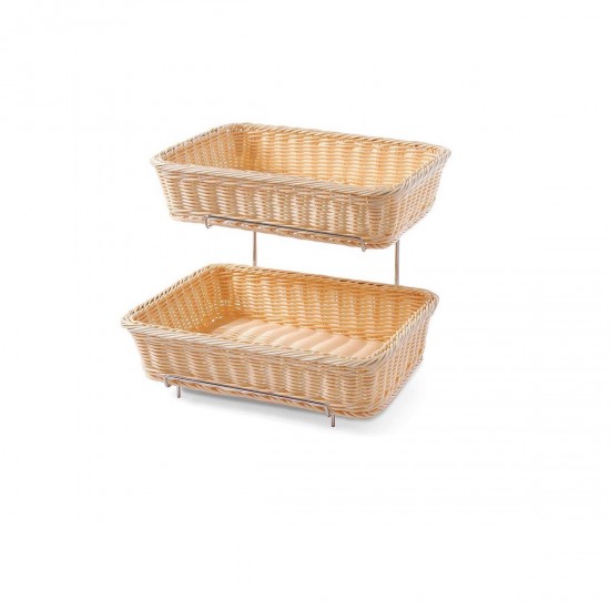 SET 2 CESTELLI PER PANE CON SUPPORTO CROMATO