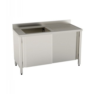 STAINLESS STEEL SINK 1000X700 WITH SLIDING CABINET 1 RIGHT DRIPPER TANK