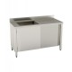 STAINLESS STEEL SINK 1000X700 WITH SLIDING CABINET 1 RIGHT DRIPPER TANK - professionale
