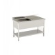 OPEN SINK 1200X700 ON LEGS WITH LOWER SHELF 1 RIGHT DRIPPER TANK - risto&food