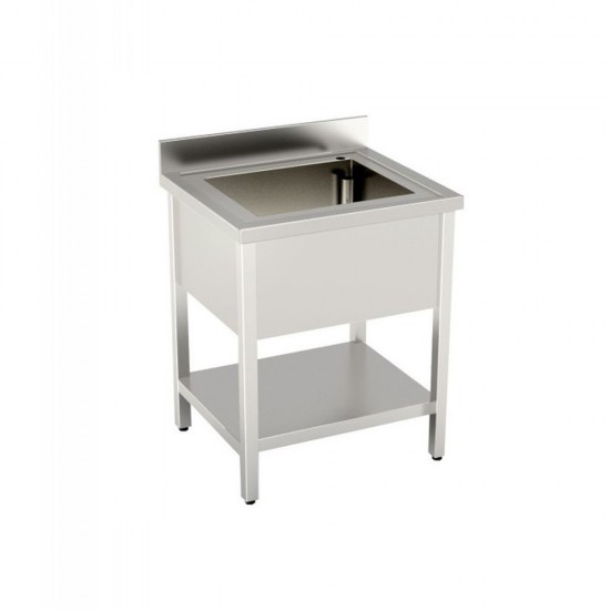 OPEN SINK 700X700 ON LEGS WITH LOWER SHELF - professionale