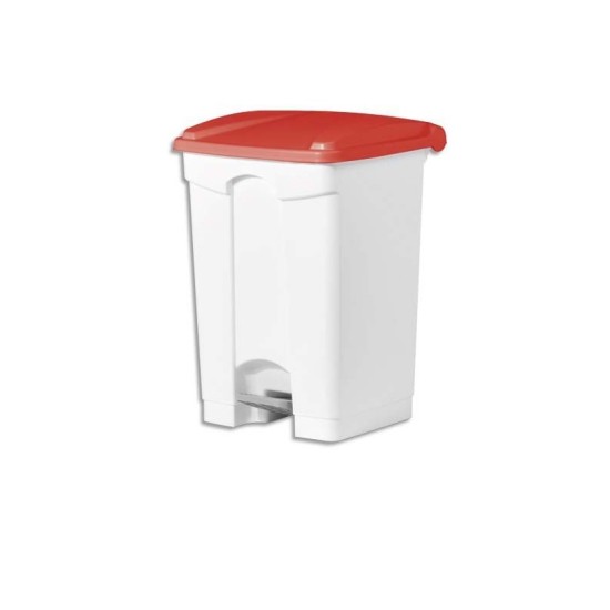 WHITE PEDAL BIN WITH RED LID 30 LT