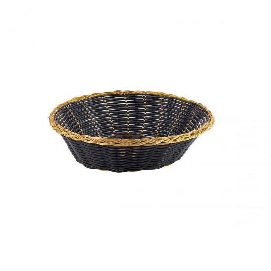 BLACK / GOLD ROUND POLYPROPYLENE BREAD BASKET - cornerchef