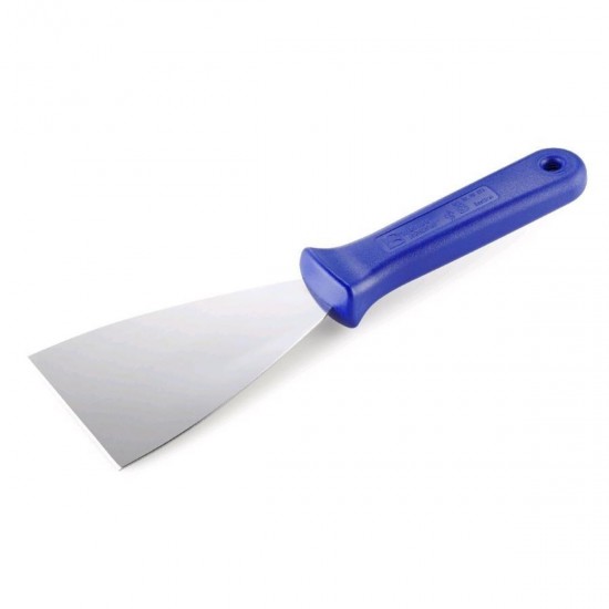 STAINLESS STEEL SPATULA WITH BLUE HANDLE